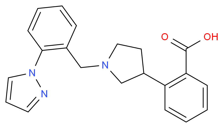 2-{1-[2-(1H-pyrazol-1-yl)benzyl]-3-pyrrolidinyl}benzoic acid_分子结构_CAS_)