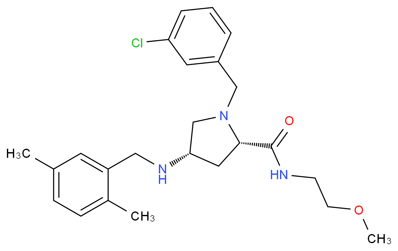 (4S)-1-(3-chlorobenzyl)-4-[(2,5-dimethylbenzyl)amino]-N-(2-methoxyethyl)-L-prolinamide_分子结构_CAS_)