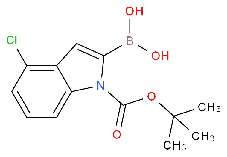 {1-[(tert-butoxy)carbonyl]-4-chloro-1H-indol-2-yl}boronic acid_分子结构_CAS_475102-11-5