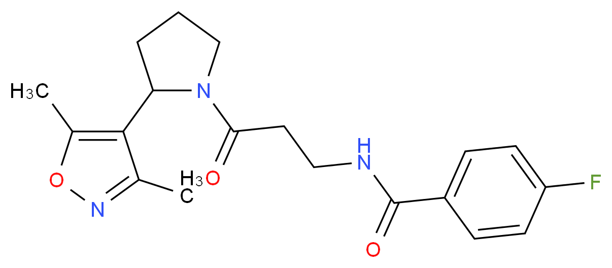 N-{3-[2-(3,5-dimethylisoxazol-4-yl)pyrrolidin-1-yl]-3-oxopropyl}-4-fluorobenzamide_分子结构_CAS_)