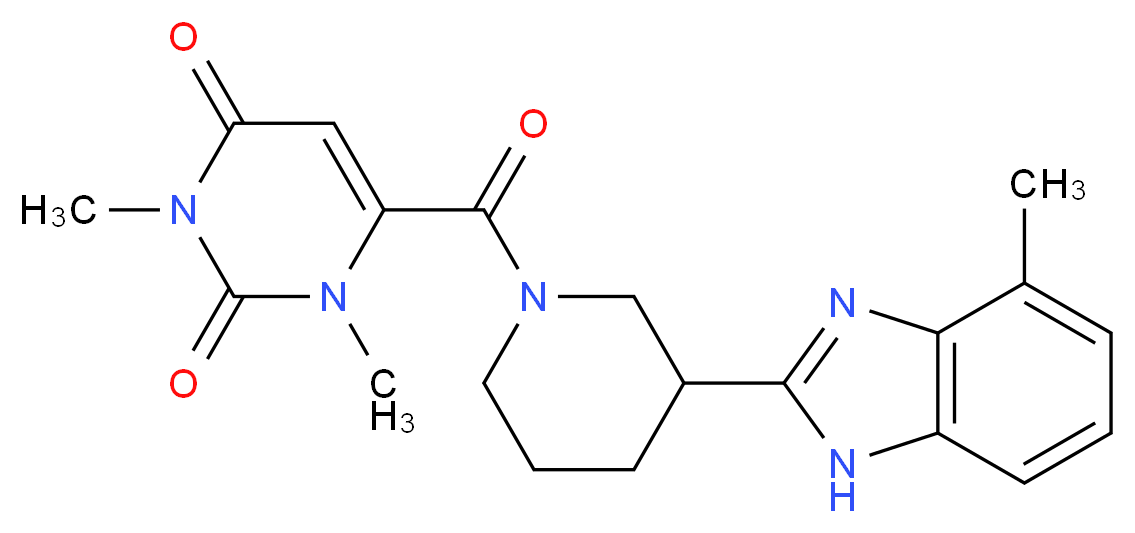 1,3-dimethyl-6-{[3-(4-methyl-1H-benzimidazol-2-yl)-1-piperidinyl]carbonyl}-2,4(1H,3H)-pyrimidinedione_分子结构_CAS_)