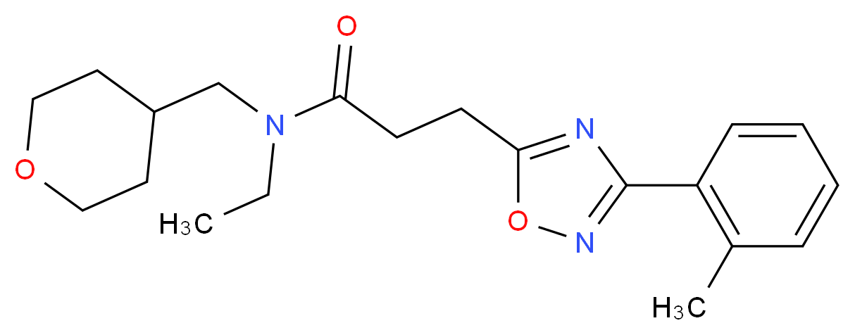 N-ethyl-3-[3-(2-methylphenyl)-1,2,4-oxadiazol-5-yl]-N-(tetrahydro-2H-pyran-4-ylmethyl)propanamide_分子结构_CAS_)