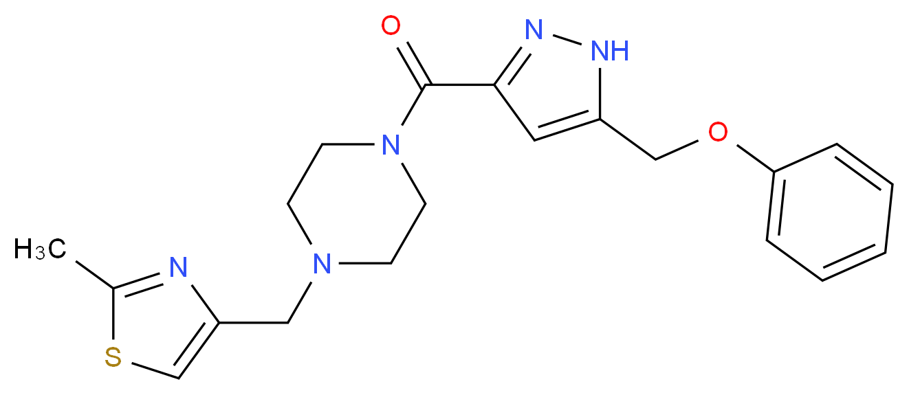 1-[(2-methyl-1,3-thiazol-4-yl)methyl]-4-{[5-(phenoxymethyl)-1H-pyrazol-3-yl]carbonyl}piperazine_分子结构_CAS_)