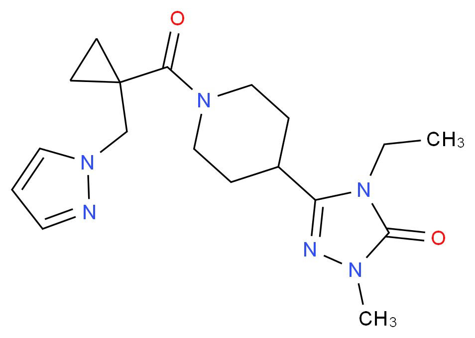 4-ethyl-2-methyl-5-(1-{[1-(1H-pyrazol-1-ylmethyl)cyclopropyl]carbonyl}piperidin-4-yl)-2,4-dihydro-3H-1,2,4-triazol-3-one_分子结构_CAS_)