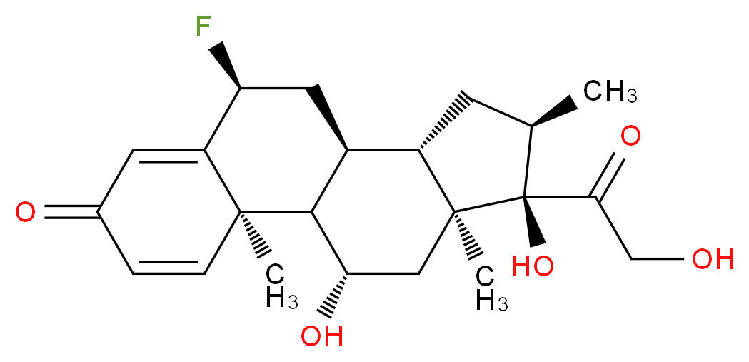 (1S,2R,8S,10S,11S,13R,14R,15S,17S)-8-fluoro-14,17-dihydroxy-14-(2-hydroxyacetyl)-2,13,15-trimethyltetracyclo[8.7.0.0^{2,7}.0^{11,15}]heptadeca-3,6-dien-5-one_分子结构_CAS_53-33-8