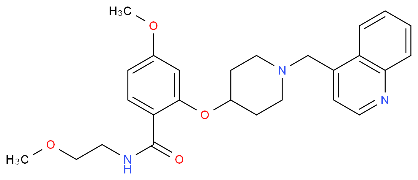 4-methoxy-N-(2-methoxyethyl)-2-{[1-(4-quinolinylmethyl)-4-piperidinyl]oxy}benzamide_分子结构_CAS_)