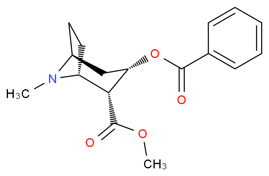 methyl (1R,2R,3S,5S)-3-(benzoyloxy)-8-methyl-8-azabicyclo[3.2.1]octane-2-carboxylate_分子结构_CAS_50-36-2