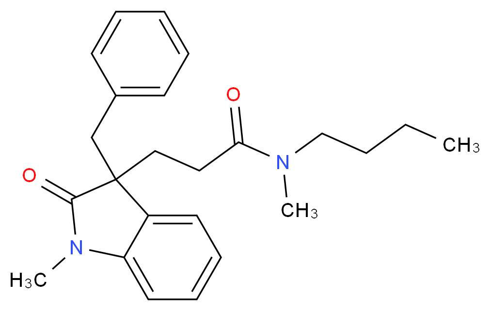 3-(3-benzyl-1-methyl-2-oxo-2,3-dihydro-1H-indol-3-yl)-N-butyl-N-methylpropanamide_分子结构_CAS_)
