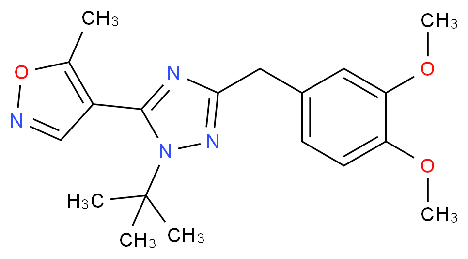 1-tert-butyl-3-(3,4-dimethoxybenzyl)-5-(5-methylisoxazol-4-yl)-1H-1,2,4-triazole_分子结构_CAS_)