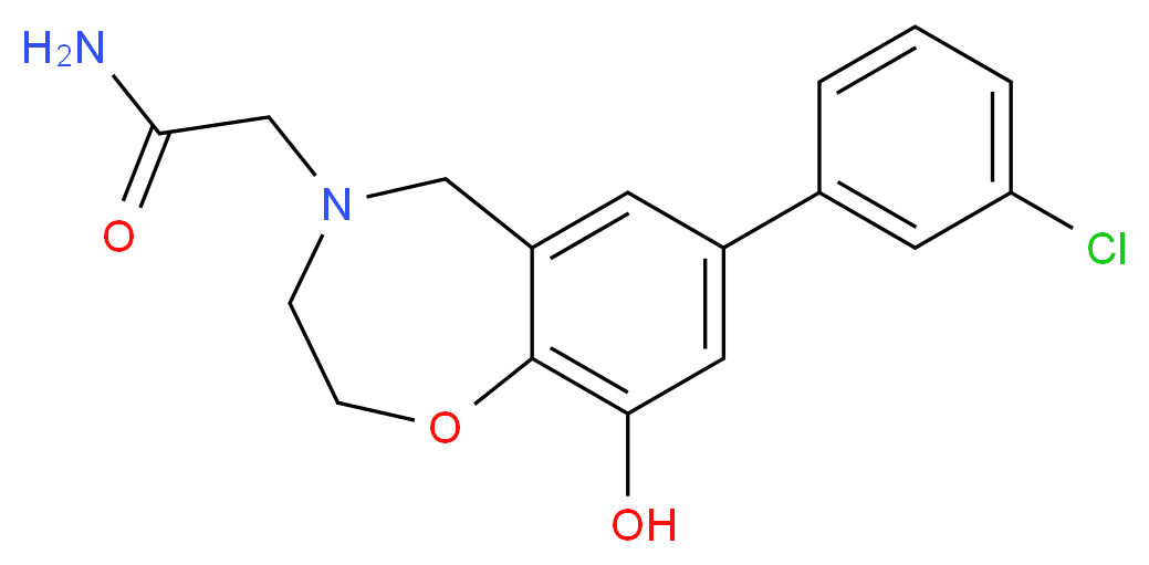 2-[7-(3-chlorophenyl)-9-hydroxy-2,3-dihydro-1,4-benzoxazepin-4(5H)-yl]acetamide_分子结构_CAS_)