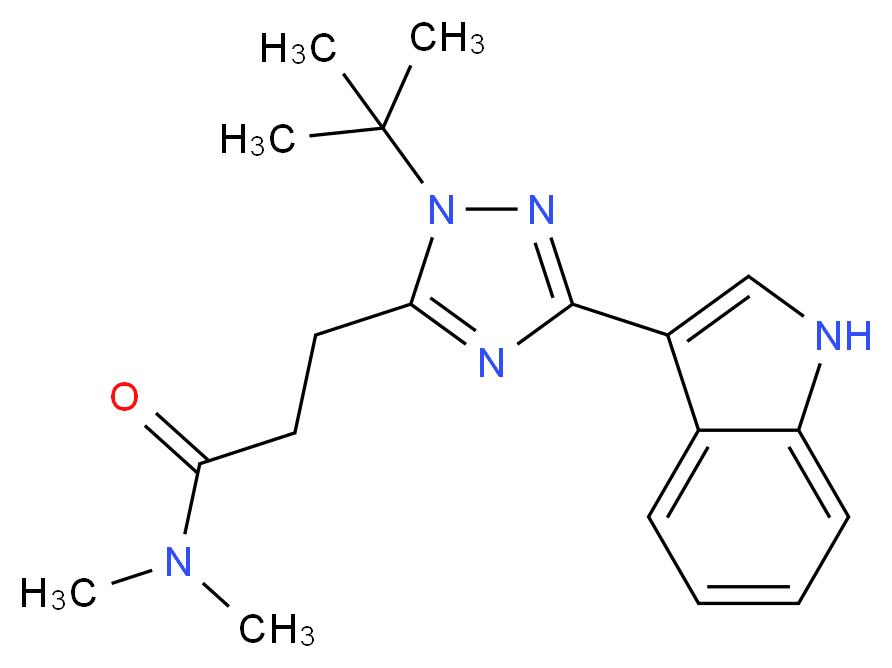 3-[1-tert-butyl-3-(1H-indol-3-yl)-1H-1,2,4-triazol-5-yl]-N,N-dimethylpropanamide_分子结构_CAS_)