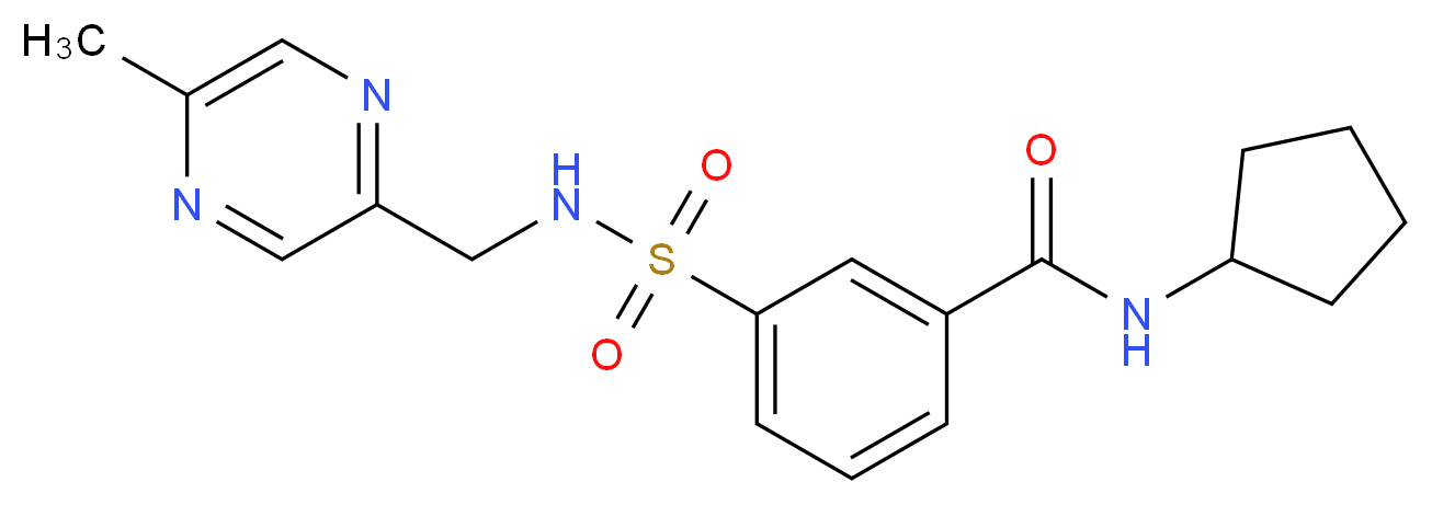 N-cyclopentyl-3-({[(5-methylpyrazin-2-yl)methyl]amino}sulfonyl)benzamide_分子结构_CAS_)
