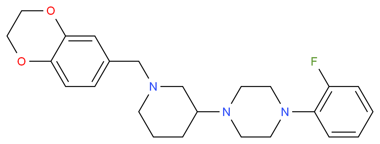1-[1-(2,3-dihydro-1,4-benzodioxin-6-ylmethyl)-3-piperidinyl]-4-(2-fluorophenyl)piperazine_分子结构_CAS_)