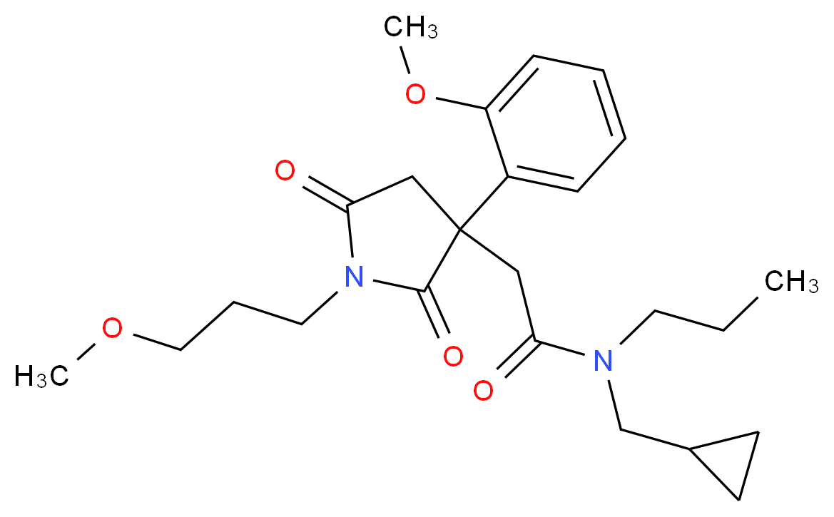 N-(cyclopropylmethyl)-2-[3-(2-methoxyphenyl)-1-(3-methoxypropyl)-2,5-dioxo-3-pyrrolidinyl]-N-propylacetamide_分子结构_CAS_)