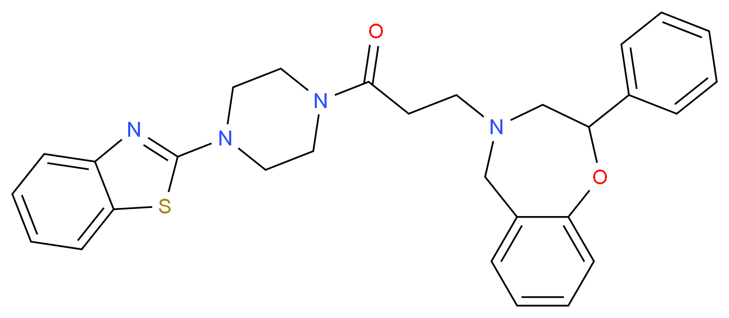 4-{3-[4-(1,3-benzothiazol-2-yl)-1-piperazinyl]-3-oxopropyl}-2-phenyl-2,3,4,5-tetrahydro-1,4-benzoxazepine_分子结构_CAS_)
