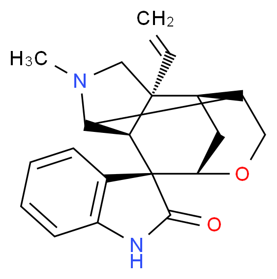 (1'R,2'S,3S,6'S,8'R)-2'-ethenyl-4'-methyl-1,2-dihydro-9'-oxa-4'-azaspiro[indole-3,7'-tetracyclo[6.3.1.0<sup>2</sup>,<sup>6</sup>.0<sup>5</sup>,<sup>1</sup><sup>1</sup>]dodecane]-2-one_分子结构_CAS_509-15-9