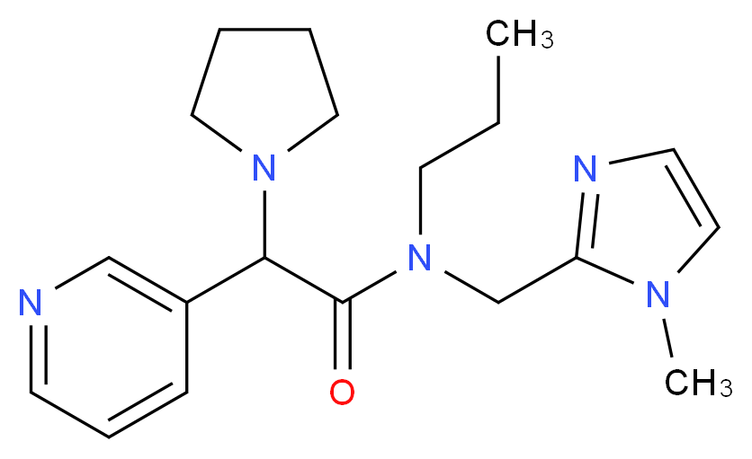 N-[(1-methyl-1H-imidazol-2-yl)methyl]-N-propyl-2-(3-pyridinyl)-2-(1-pyrrolidinyl)acetamide_分子结构_CAS_)