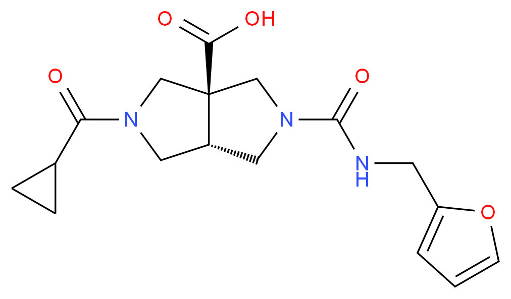 (3aS*,6aS*)-2-(cyclopropylcarbonyl)-5-{[(2-furylmethyl)amino]carbonyl}hexahydropyrrolo[3,4-c]pyrrole-3a(1H)-carboxylic acid_分子结构_CAS_)