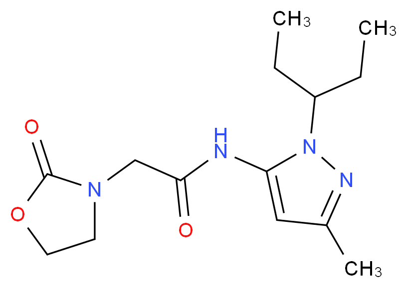N-[1-(1-ethylpropyl)-3-methyl-1H-pyrazol-5-yl]-2-(2-oxo-1,3-oxazolidin-3-yl)acetamide_分子结构_CAS_)