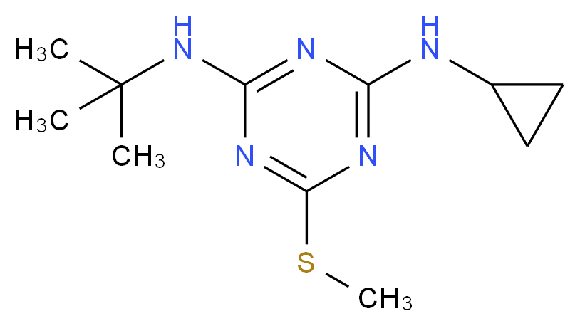 2-N-tert-butyl-4-N-cyclopropyl-6-(methylsulfanyl)-1,3,5-triazine-2,4-diamine_分子结构_CAS_28159-98-0