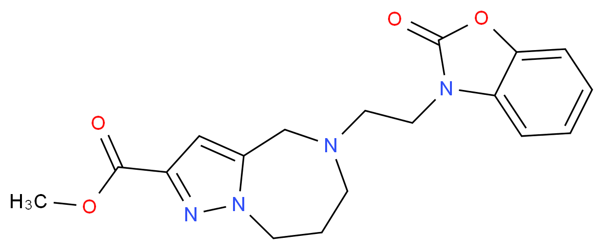 methyl 5-[2-(2-oxo-1,3-benzoxazol-3(2H)-yl)ethyl]-5,6,7,8-tetrahydro-4H-pyrazolo[1,5-a][1,4]diazepine-2-carboxylate_分子结构_CAS_)