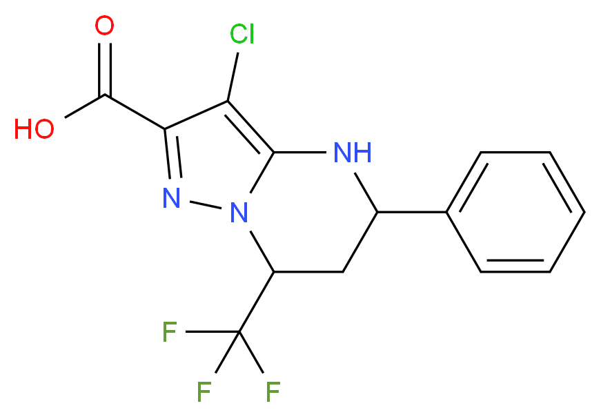 3-Chloro-5-phenyl-7-(trifluoromethyl)-4,5,6,7-tetr ahydropyrazolo[1,5-a]pyrimidine-2-carboxylic acid_分子结构_CAS_)