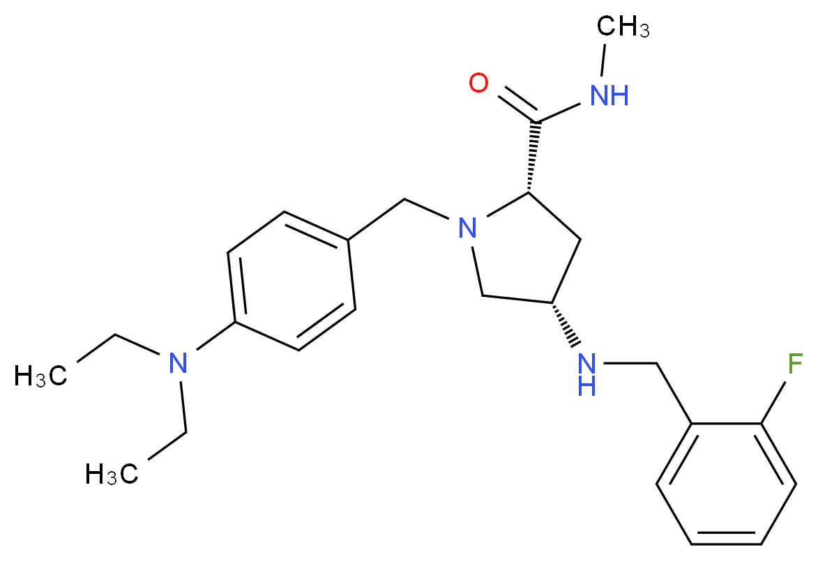(4S)-1-[4-(diethylamino)benzyl]-4-[(2-fluorobenzyl)amino]-N-methyl-L-prolinamide_分子结构_CAS_)