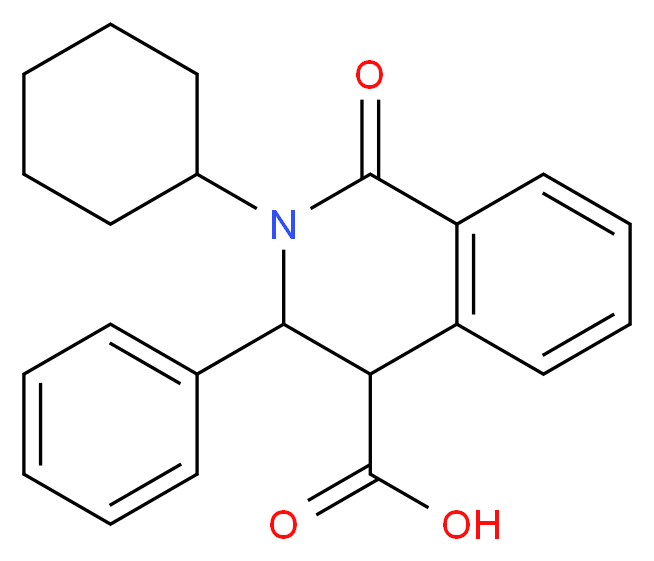 2-cyclohexyl-1-oxo-3-phenyl-1,2,3,4-tetrahydroisoquinoline-4-carboxylic acid_分子结构_CAS_73349-37-8