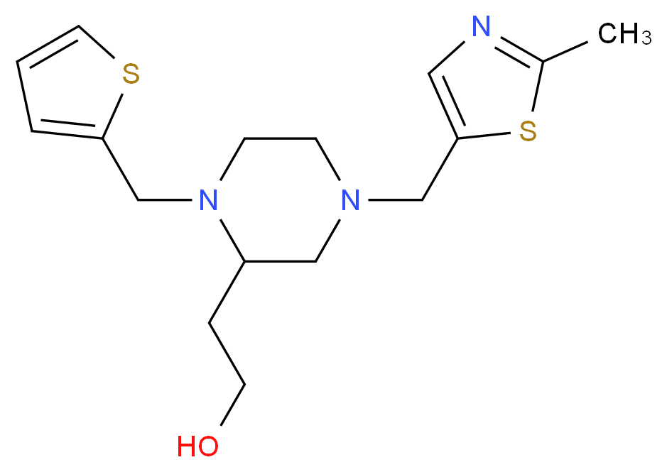 2-[4-[(2-methyl-1,3-thiazol-5-yl)methyl]-1-(2-thienylmethyl)-2-piperazinyl]ethanol_分子结构_CAS_)