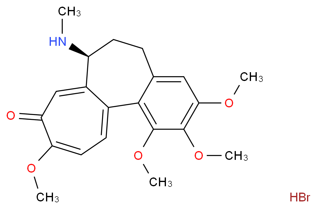 (10S)-3,4,5,14-tetramethoxy-10-(methylamino)tricyclo[9.5.0.0<sup>2</sup>,<sup>7</sup>]hexadeca-1(16),2,4,6,11,14-hexaen-13-one hydrobromide_分子结构_CAS_1246817-95-7