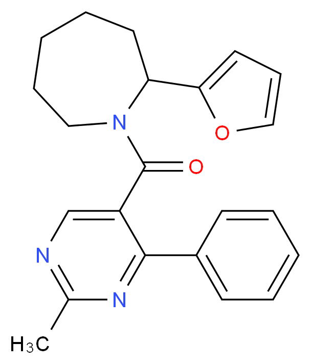 2-(2-furyl)-1-[(2-methyl-4-phenyl-5-pyrimidinyl)carbonyl]azepane_分子结构_CAS_)