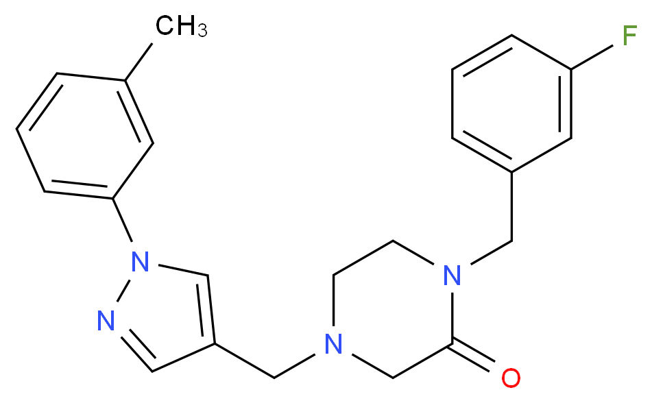 1-(3-fluorobenzyl)-4-{[1-(3-methylphenyl)-1H-pyrazol-4-yl]methyl}-2-piperazinone_分子结构_CAS_)