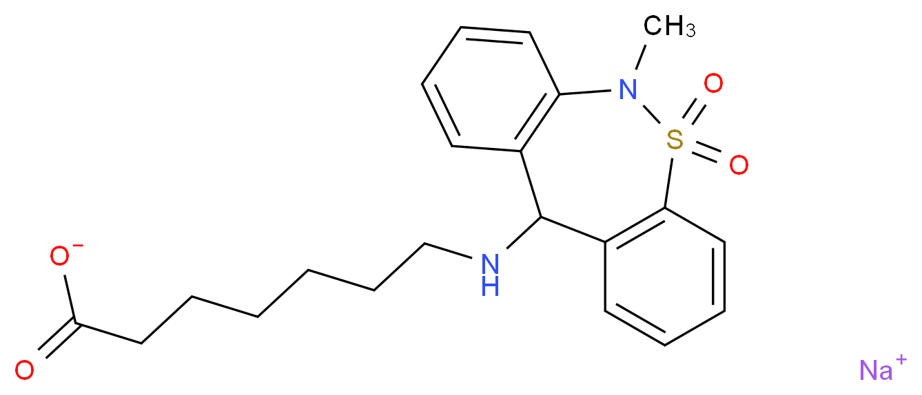 sodium 7-((6-methyl-5,5-dioxido-6,11-dihydrodibenzo[c,f][1,2]thiazepin-11-yl)amino)heptanoate_分子结构_CAS_)