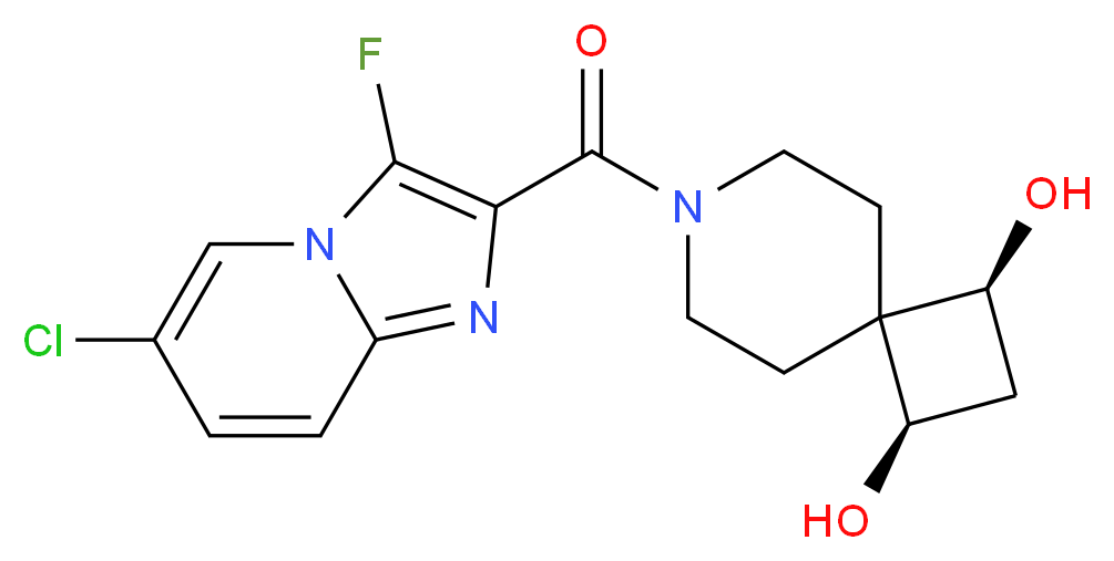 (1R*,3S*)-7-[(6-chloro-3-fluoroimidazo[1,2-a]pyridin-2-yl)carbonyl]-7-azaspiro[3.5]nonane-1,3-diol_分子结构_CAS_)