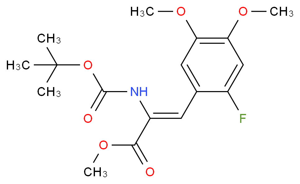 methyl (2Z)-2-{[(tert-butoxy)carbonyl]amino}-3-(2-fluoro-4,5-dimethoxyphenyl)prop-2-enoate_分子结构_CAS_853759-47-4