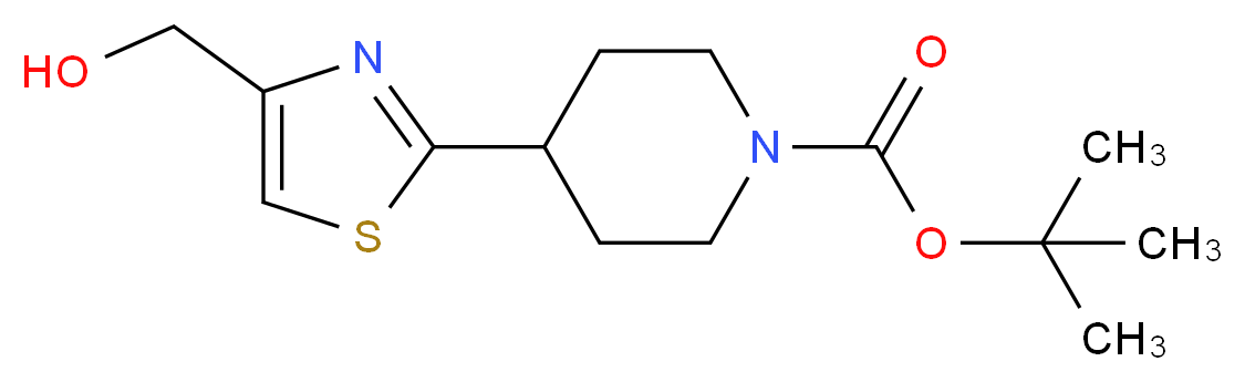 tert-butyl 4-[4-(hydroxymethyl)-1,3-thiazol-2-yl]piperidine-1-carboxylate_分子结构_CAS_864068-79-1)