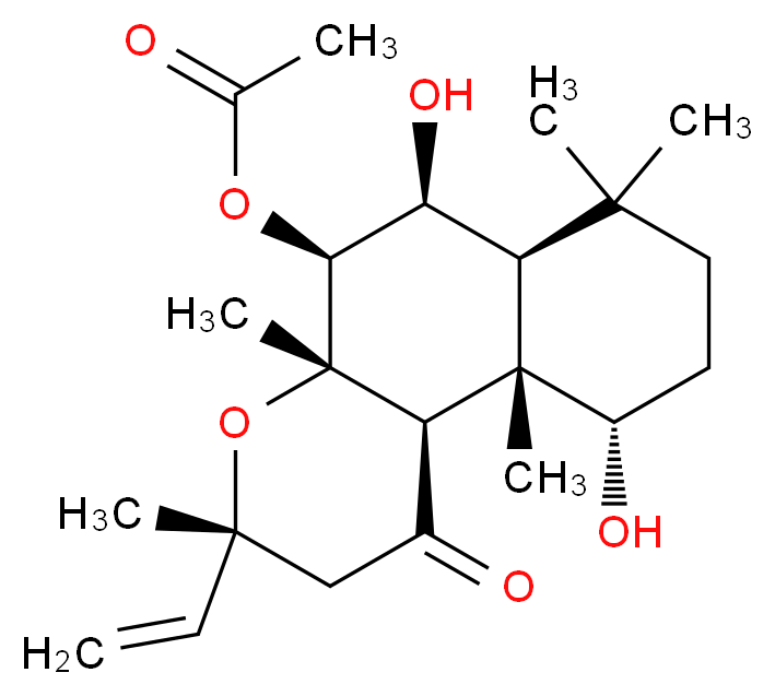 (3R,4aS,5S,6S,6aS,10S,10aS,10bR)-3-ethenyl-6,10-dihydroxy-3,4a,7,7,10a-pentamethyl-1-oxo-dodecahydro-1H-naphtho[2,1-b]pyran-5-yl acetate_分子结构_CAS_84048-28-2