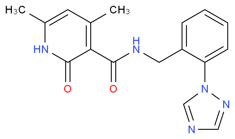 4,6-dimethyl-2-oxo-N-[2-(1H-1,2,4-triazol-1-yl)benzyl]-1,2-dihydro-3-pyridinecarboxamide_分子结构_CAS_)