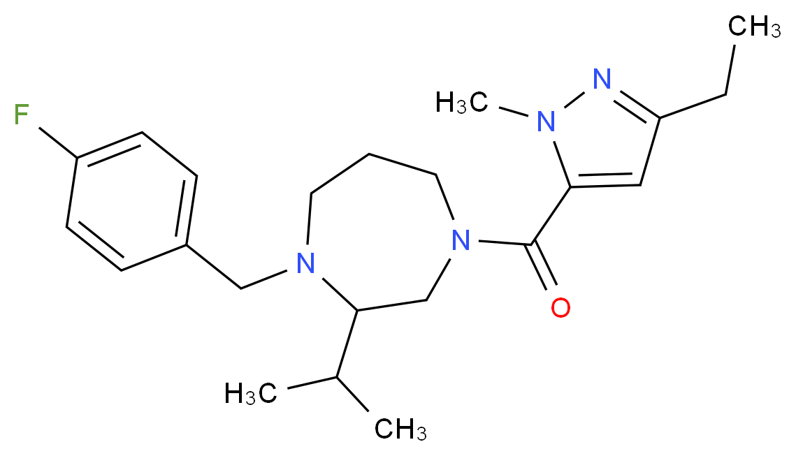 4-[(3-ethyl-1-methyl-1H-pyrazol-5-yl)carbonyl]-1-(4-fluorobenzyl)-2-isopropyl-1,4-diazepane_分子结构_CAS_)