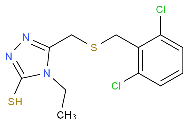 5-{[(2,6-Dichlorobenzyl)sulfanyl]methyl}-4-ethyl-4H-1,2,4-triazole-3-thiol_分子结构_CAS_)