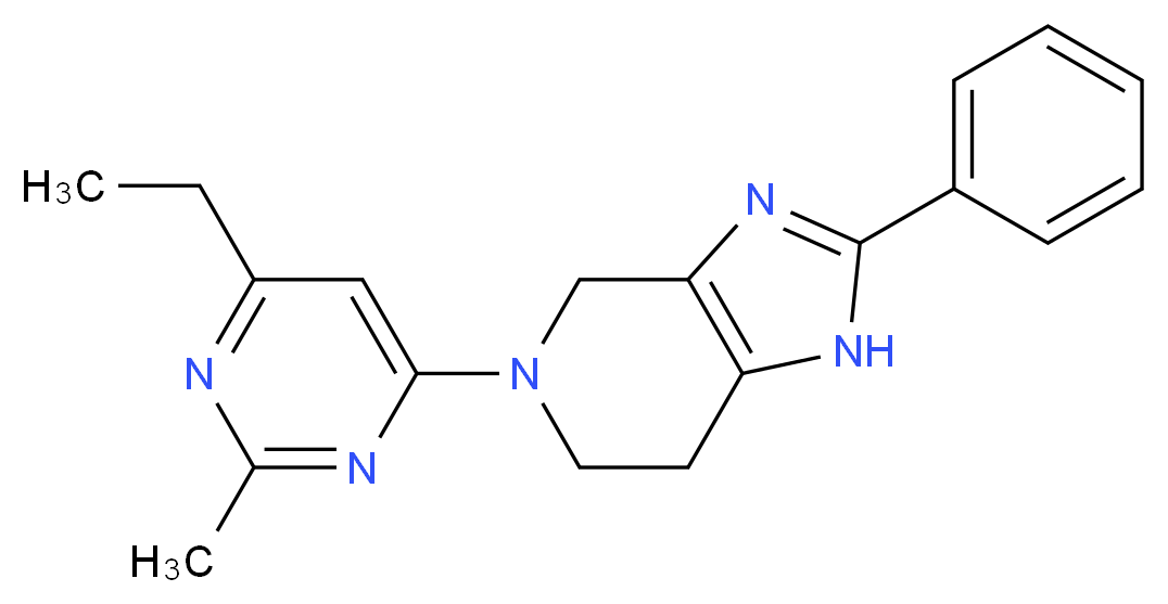 5-(6-ethyl-2-methylpyrimidin-4-yl)-2-phenyl-4,5,6,7-tetrahydro-1H-imidazo[4,5-c]pyridine_分子结构_CAS_)