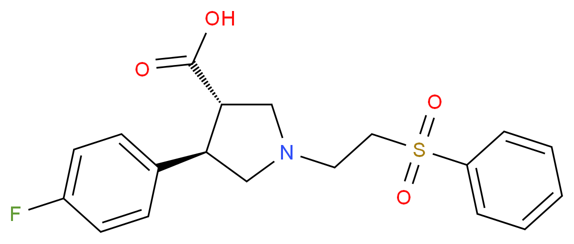 (3S*,4R*)-4-(4-fluorophenyl)-1-[2-(phenylsulfonyl)ethyl]pyrrolidine-3-carboxylic acid_分子结构_CAS_)