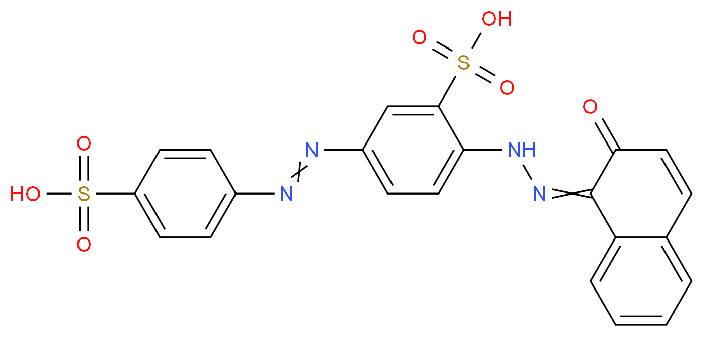 2-[2-(2-oxo-1,2-dihydronaphthalen-1-ylidene)hydrazin-1-yl]-5-[2-(4-sulfophenyl)diazen-1-yl]benzene-1-sulfonic acid_分子结构_CAS_4196-99-0