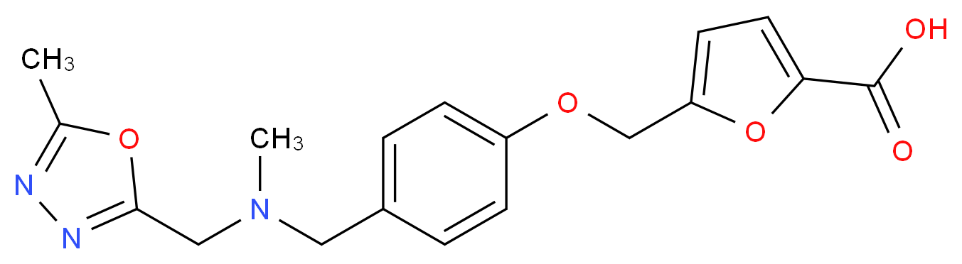 5-{[4-({methyl[(5-methyl-1,3,4-oxadiazol-2-yl)methyl]amino}methyl)phenoxy]methyl}-2-furoic acid_分子结构_CAS_)