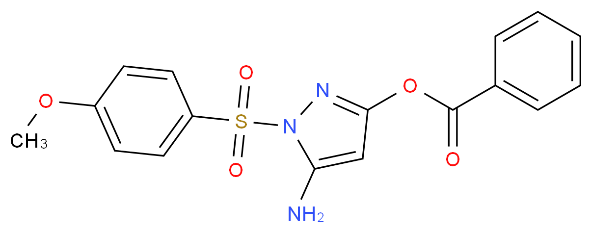 5-amino-1-(4-methoxybenzenesulfonyl)-1H-pyrazol-3-yl benzoate_分子结构_CAS_909859-19-4