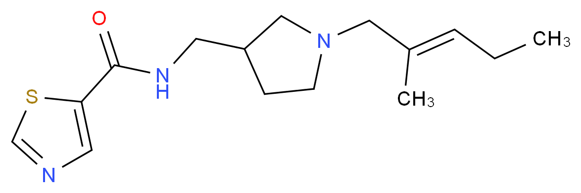 N-({1-[(2E)-2-methylpent-2-en-1-yl]pyrrolidin-3-yl}methyl)-1,3-thiazole-5-carboxamide_分子结构_CAS_)