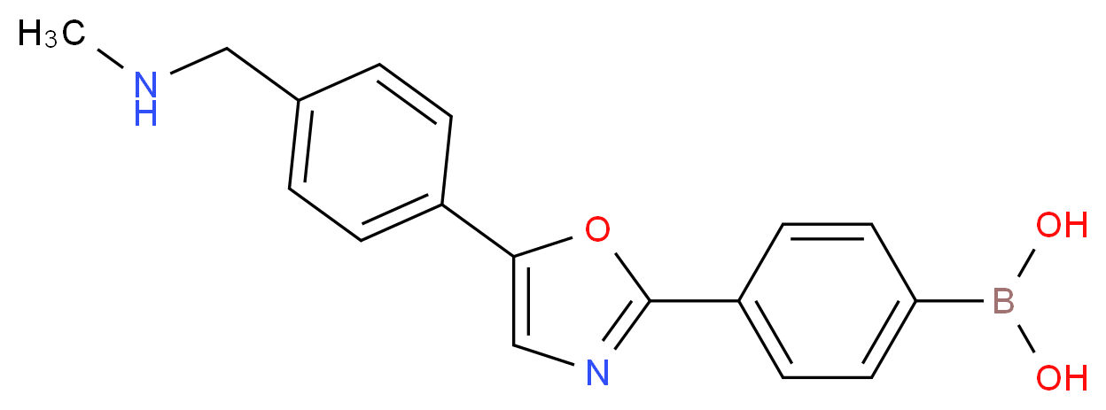 [4-(5-{4-[(methylamino)methyl]phenyl}-1,3-oxazol-2-yl)phenyl]boronic acid_分子结构_CAS_380499-66-1