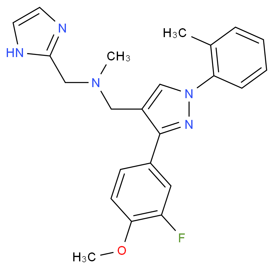 1-[3-(3-fluoro-4-methoxyphenyl)-1-(2-methylphenyl)-1H-pyrazol-4-yl]-N-(1H-imidazol-2-ylmethyl)-N-methylmethanamine_分子结构_CAS_)