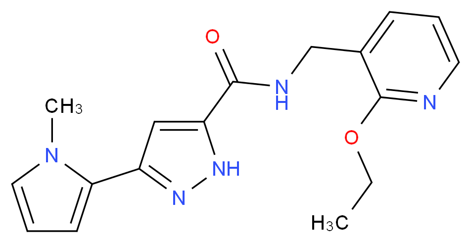 N-[(2-ethoxy-3-pyridinyl)methyl]-3-(1-methyl-1H-pyrrol-2-yl)-1H-pyrazole-5-carboxamide_分子结构_CAS_)