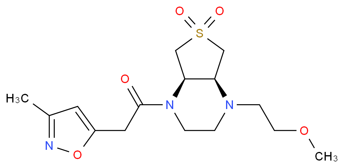 (4aR*,7aS*)-1-(2-methoxyethyl)-4-[(3-methylisoxazol-5-yl)acetyl]octahydrothieno[3,4-b]pyrazine 6,6-dioxide_分子结构_CAS_)